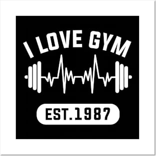 Funny Workout Gifts Heart Rate Design I Love Gym EST 1987 Posters and Art